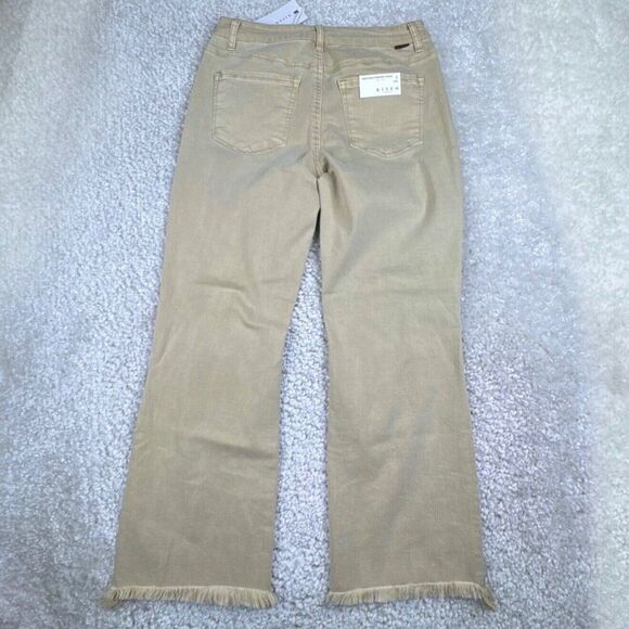 RISEN LOS Angeles Sand High Rise Distressed Straight Leg Jean Raw Hem 7/28 NEW - Picture 3 of 16